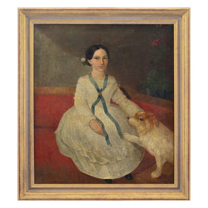 19th-Century French School Portrait Of A Girl & Dog