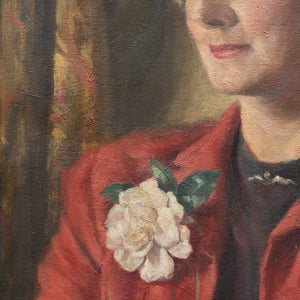 Hamish Paterson, Portrait Of A Lady With A Red Coat