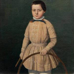 19th-Century French School Provincial Portrait Of A Boy With A Hoop