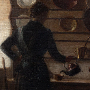 19th-Century Danish School, Kitchen Interior With Woman