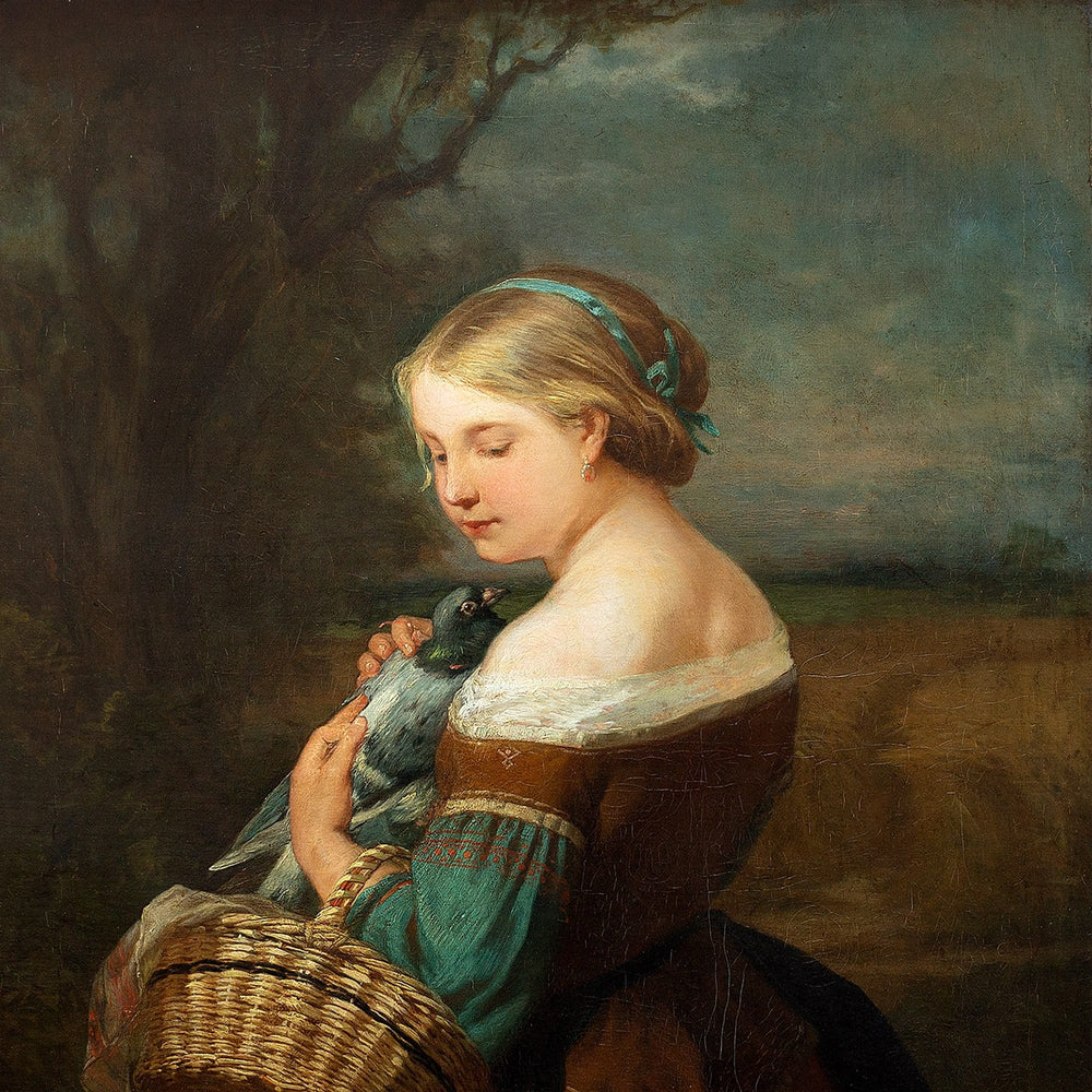 Carl Wagner, Portrait Of A Girl With A Pigeon