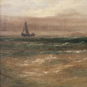 Stanley Montague, Stormy Coastal View With Sailboat