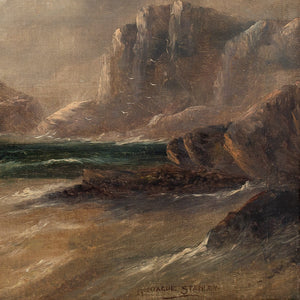 Stanley Montague, Stormy Coastal View With Sailboat