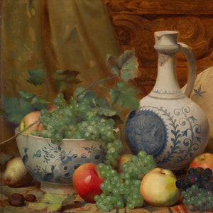 Auguste Braekevelt, Still Life With Fruit, Bowl & Jug