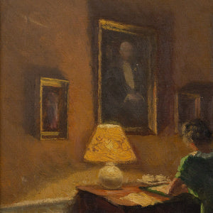 Søren Christian Bjulf, Interior Scene With Woman At Writing Desk
