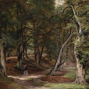 19th-Century Danish School, Woman Walking Through A Forest