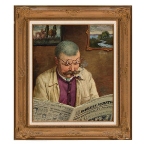 Béla Adalbert Hradil, Portrait Of A Man Reading A Newspaper