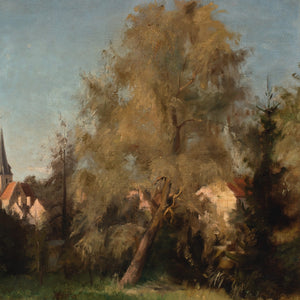 19th-Century Danish School, Forest View With Church