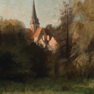 19th-Century Danish School, Forest View With Church