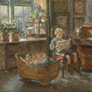 Sigurd Wandel, Interior Scene With Young Siblings