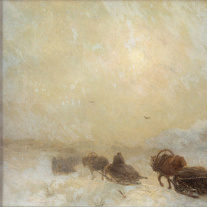 19th-Century Russian School, Winter Landscape With Horse Drawn Sleighs