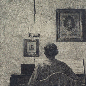 Peter Vilhelm Ilsted, Interior With A Lady At A Spinet, Evening Light
