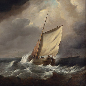 19th-Century English School, Marine Scene With Sailboats