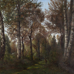 Eugène Deve, Forest View With Deer
