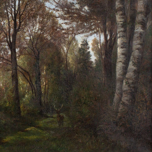 Eugène Deve, Forest View With Deer