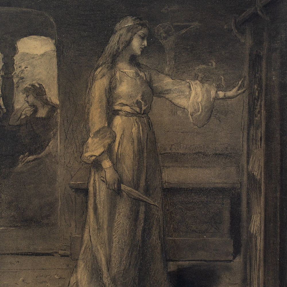 Anna Cramer, Interior Scene With Woman Holding A Dagger