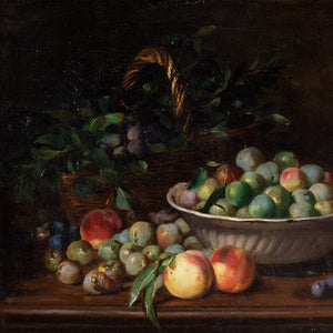 19th-Century French School, Still Life With Peaches & Prunes