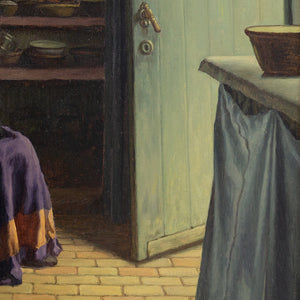 Sophus Vermehren, Interior Scene With Woman Knitting
