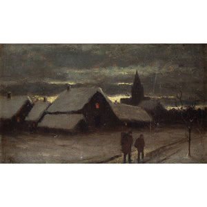 19th-Century German School, Wintery Village Scene With Figures