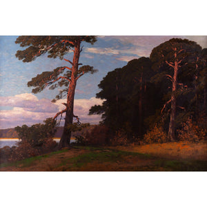 Rudolf Hellgrewe, Landscape With Pine Trees & Lake