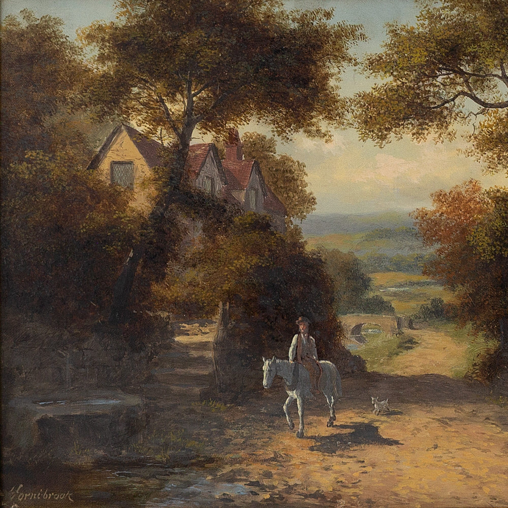 George Farrington Hornibrook, Rural Scene With Rider & Cottage