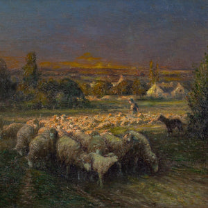 German School, Impressionistic Landscape With Shepherdess Herding Sheep