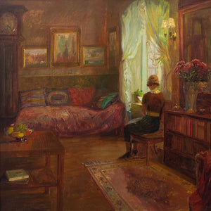 Robert Panitzsch, Plush Interior Scene With Seated Woman
