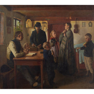 Hans Andreasen Hessellund, Farmhouse Interior Scene With Family