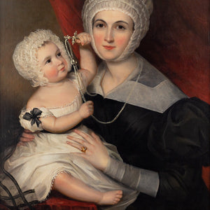 19th-Century English School Portrait Of A Lady & Child