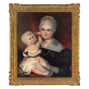 19th-Century English School Portrait Of A Lady & Child
