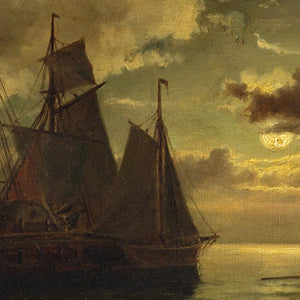 Carl Ludwig Bille, Nocturne With Paddlesteamer & Rowing Boat