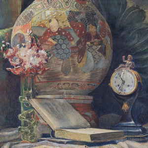 Paul Weber, Still Life With Vase, Ornaments & Open Book