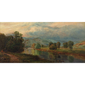 19th-Century British School River Landscape With Fisherman
