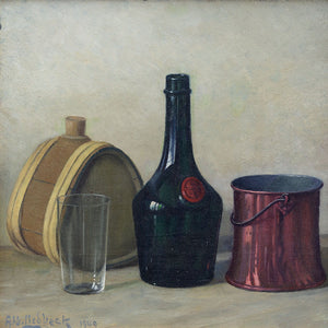Albert Liedbeck, Still Life With Copper Bucket And Bottle