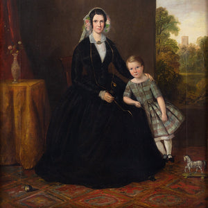19th-Century Provincial British School Portrait Of A Mother & Child