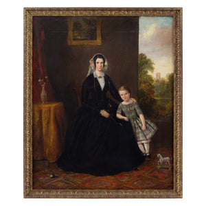 19th-Century Provincial British School Portrait Of A Mother & Child