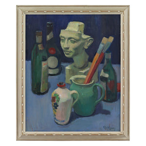 Tage Hansson, Still Life With Paint Brushes, Sculpture & Bottles