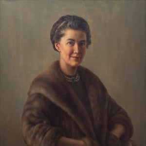 Ove Haase, Portrait Of A Lady In A Fur Coat Pearls