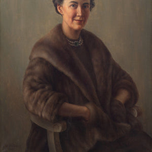 Ove Haase, Portrait Of A Lady In A Fur Coat & Pearls