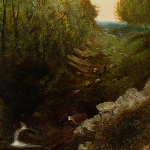 Thomas Creswick, The Woodland Glade With Sheep And Cows Going To Water