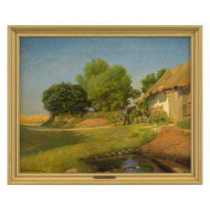 Gustav Vermehren, Rural Landscape With Man Sawing Wood