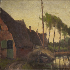 Clarence Hinkle, Tree-Lined Canal View With Cottages