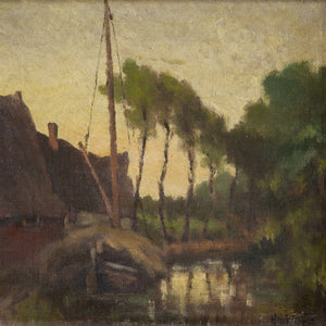 Clarence Hinkle, Tree-Lined Canal View With Cottages