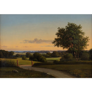 Peter Ølsted, Summertime Landscape With Distant Coast & Mansion