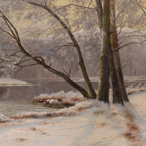 19th-Century Danish School, River Landscape With Birch Trees