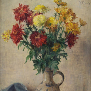 Albert Henrich, Still Life With Flowers, Vase & Apple