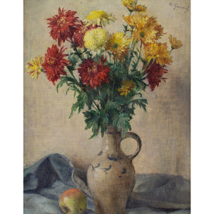 Albert Henrich, Still Life With Flowers, Vase & Apple