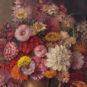 Hermine Rohacs, Still Life With Dahlias & Chrysanthemums
