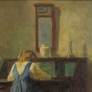 Poul Friss Nybo, Interior Scene With Girl At Writing Desk