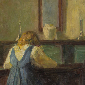 Poul Friss Nybo, Interior Scene With Girl At Writing Desk